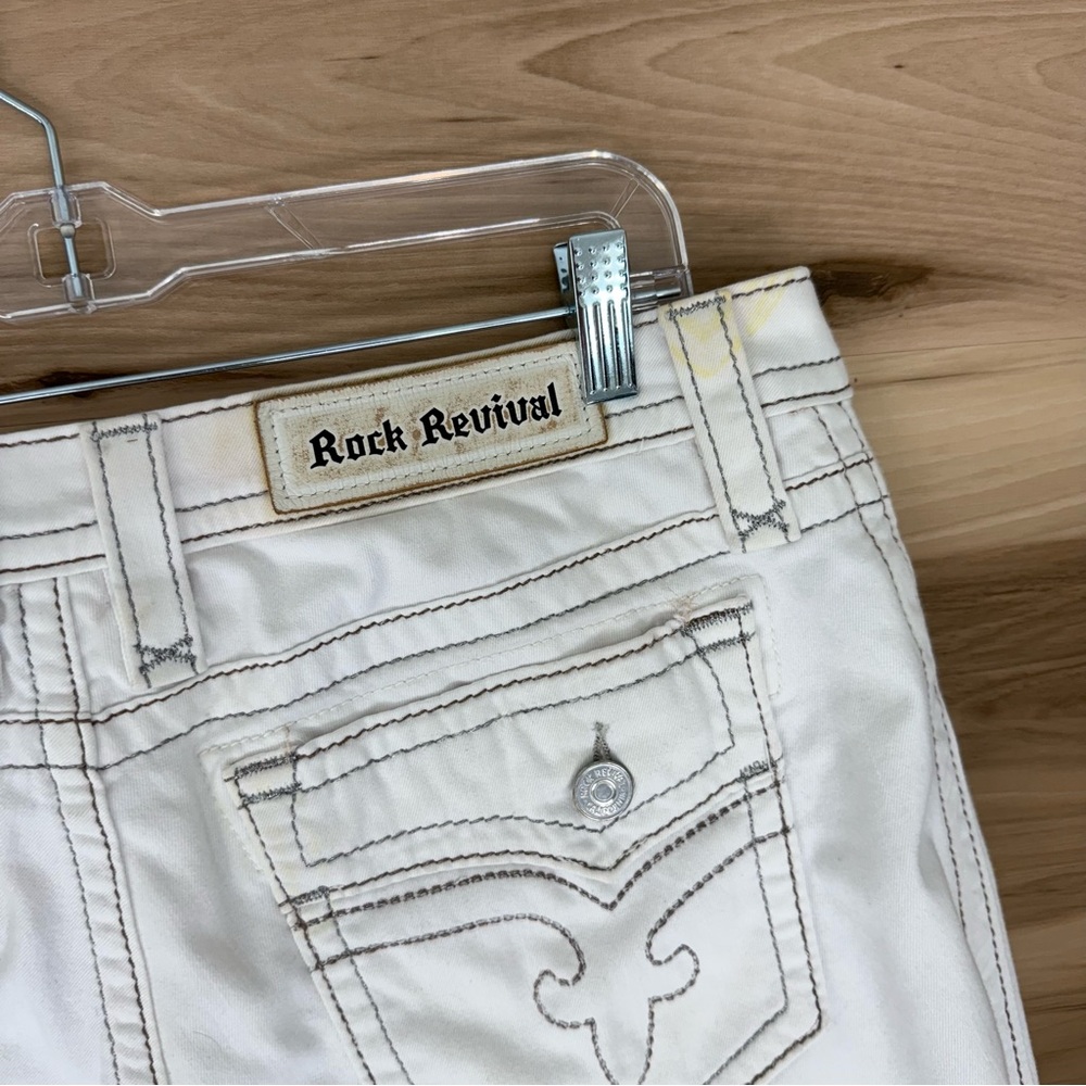 Rock Revival White Distressed Straight Leg Jeans V18 - Picture 9 of 9